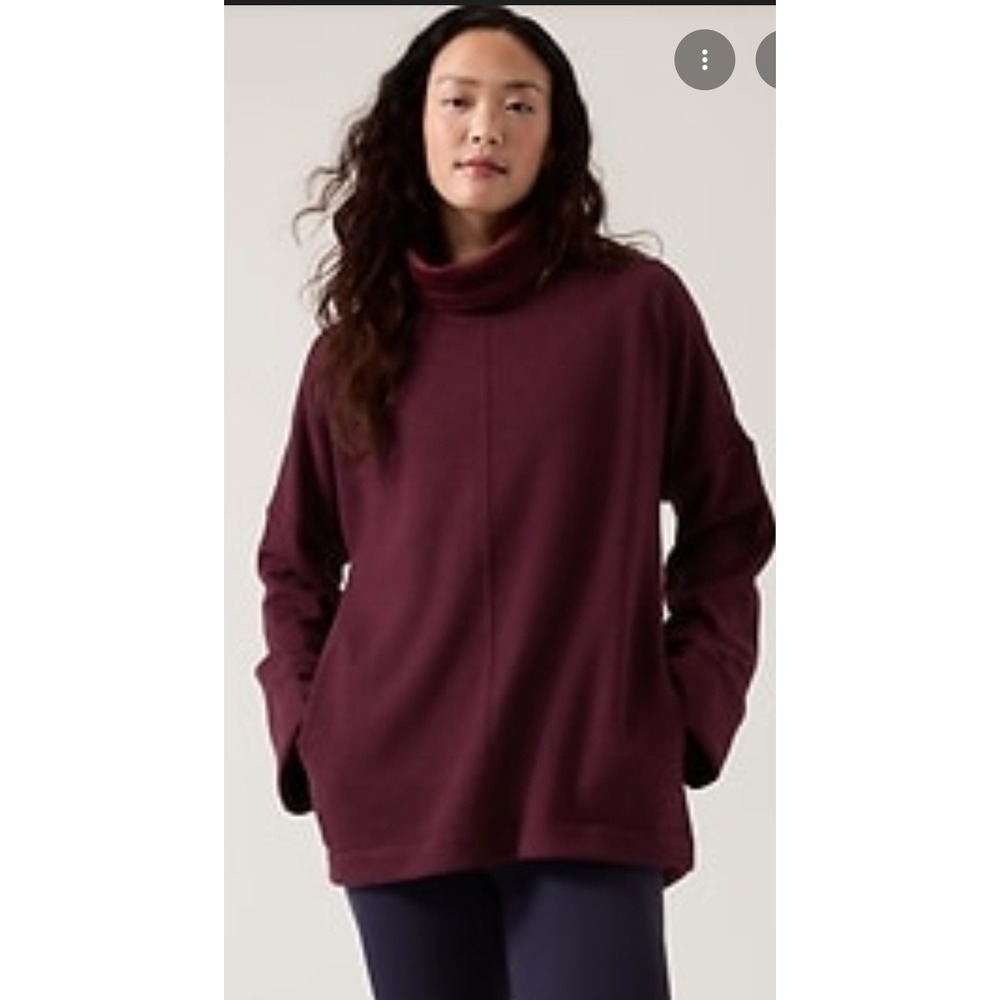Athleta Cozy Karma Funnel Neck Sweatshirt Pullover Maroon Womens Sz S Athleisure